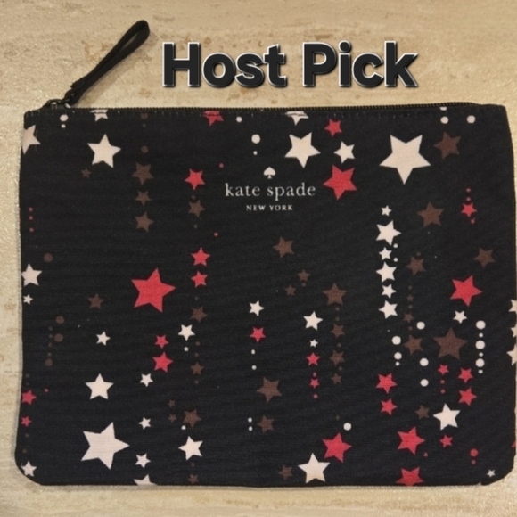 kate spade Handbags - Kate Spade Large Canvas "Twinkle Star" Black Multi-Color Zipper Travel Pouch